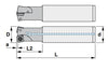 1" ENDMILL CUTTER, POSITIVE 90° EXACT ANGLE, 1.378" RELIEF LENGTH, 6" OAL, d = 1", WITH 2 POCKETS