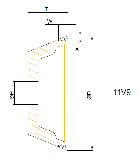 11V9G 100x10x3 T=35 Bore 31.75 Grit D64 Concentration W125 Polymide Bond EDG7