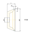 11V9G 100x10x2 T = 35 Bore 31.75 Grit D64 Electroplated Concentration WN125 Bond PRO7 SCTools