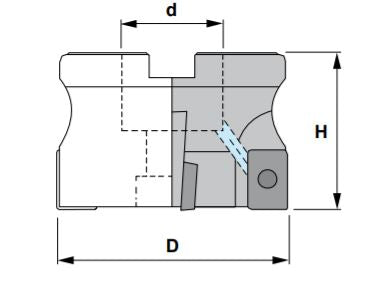 1.5" Shell Mill Cutter, Positive, 90° Exact Angle D = 1.5" H = 1.75" with 6 Pockets