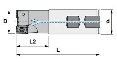 1.25" ENDMILL CUTTER, POSITIVE 90° EXACT ANGLE, 1.25" RELIEF LENGTH, 3.75" OAL, WITH 3 POCKETS