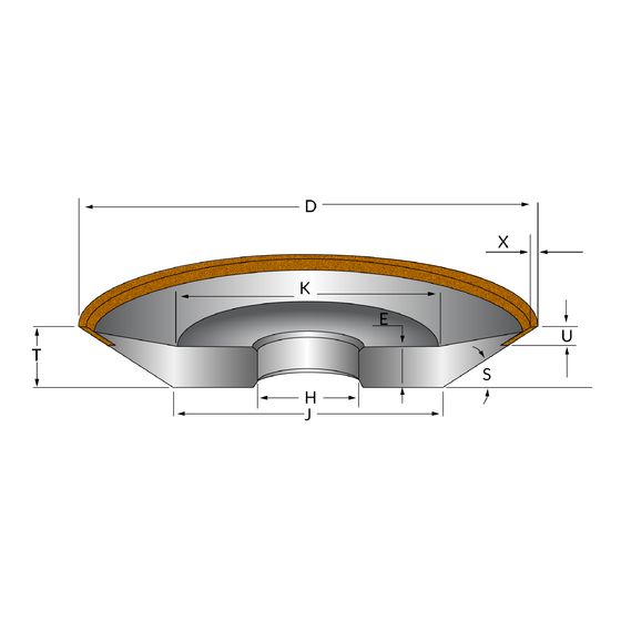 12V9P/45° 100x8x2 T=20 Bore 31.75 Grit D91 Concentration WQ100 Bond DRY5