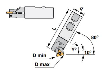 0.750" ADJUSTABLE CHAMFER CUTTER, 0.197" DMIN, 1.260" DMAX, 10° - 80° Y, 3.397" OAL, WITH 1 POCKET.
