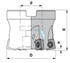 2" Shell Mill Cutter, Positive, 90° Exact Angle, D = 2" H = 2" a = 0.055" with 6 Pockets