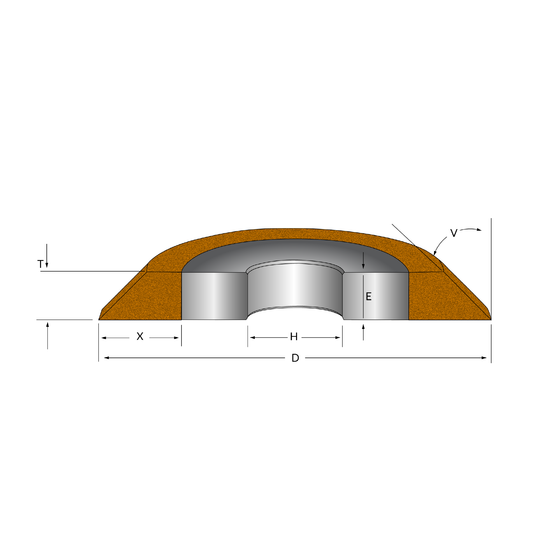 1B1V45° 150x10x15 T=10  Bore 31,75 Grit D64 Concentration SQ125 Hybrid Bond M413