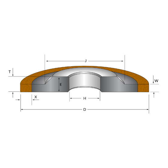 3A1 100x4x10 T=8 Bore 31.75 Grit D64 Concentration SQ125 Bond M413