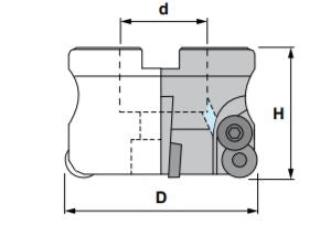 2" Shell Mill Cutter, Positive, 90° Exact Angle, D = 2" H = 2" with 5 Pockets