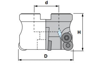 2" Shell Mill Cutter, Positive, 90° Exact Angle, D = 2" H = 2" with 4 Pockets