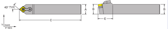 MCMNN 24-6E Tool Holder 40 Side Cutting Edge Angle for Negative 80 Diamond CNM_Inserts