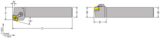 MCRNR 24-5E Tool Holder 15 Side Cutting Edge Angle for Negative 80 Diamond CNM_Inserts
