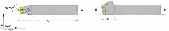 MCYNN 12-4B Tool Holder 50 Side Cutting Edge Angle for Negative 80 Diamond CNM_Inserts