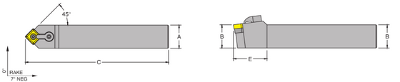 MSDNN 12-3B Tool Holder 45 Side Cutting Edge Angle for Negative Square SNM_Inserts