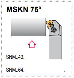MSKN L 16-4D Tool Holder 75° End Cutting Edge Angle SNM__43__ Insert