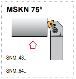 MSKN R 16-4D Tool Holder 75° End Cutting Edge Angle SNM__43__ Insert