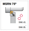 MSRN L 12-4B Tool Holder 75° End Cutting Edge Angle SNM__43__ Insert