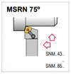 MSRN R 16-4D Tool Holder 75° End Cutting Edge Angle SNM__43__ Insert