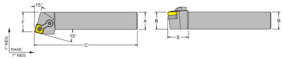 MSRNR 20-4D Tool Holder 15 Side Cutting Edge Angle for Negative Square SNM_Inserts