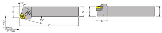 MSRNL 20-5D Tool Holder 15 Side Cutting Edge Angle for Negative Square SNM_Inserts