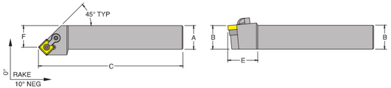 MSSNL 08-3A Tool Holder 45 Side Cutting Edge Angle for Negative Square SNM_Inserts