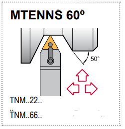 MTEN NS 16-3D Tool Holder 60° End Cutting Edge Angle TNM__33__ Insert