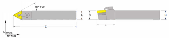 MTENN 16-4D Tool Holder 30 Degree Side Cutting Edge Angle for Negative Triangle TNM_Inserts