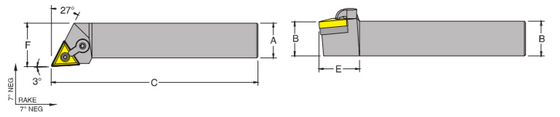 MTJNL 10-3B Tool Holder 3 Side Cutting Edge Angle for Negative Triangle TNM_Inserts