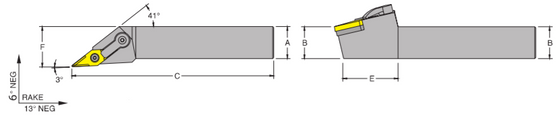 MVJNR 24-3E Tool Holder -3 DEGREE Side Cutting Edge Angle for Negative 35 DEGREE Diamond VNM_Inserts