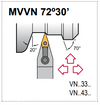 MVVN N 20-3D Tool Holder 72°30' End Cutting Edge Angle VN__33__ Insert