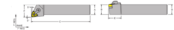 MWLNL 16-5D Tool Holder -5 DEGREE End Cutting Edge Angle for Negative 80 DEGREE Trigon WNM_Inserts