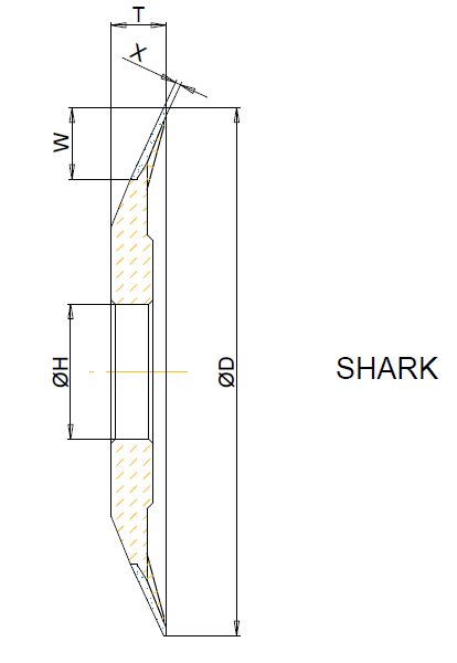 SHARK4 125x17x1,5 T=13 Bore 32 Grit D64 Concentration WQ125 Bond PRO5