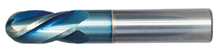  9/16" Solid Carbide End Mill Single Standard End Ball. Shank OD 9/16", Flute Length 1-1/4", OAL 3-1/2'' - 2 Flutes Sky Coat