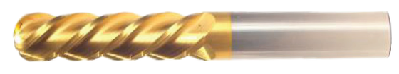 3/4" End Mill Single End Ball Nose. Long Length. Flute Length 2-1/4" OAL 5" - 4 Flutes TiN Coated