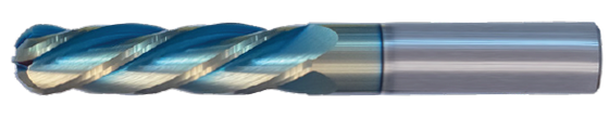 5/8" Solid Carbide End Mill Single End Ball. Long. Shank OD 5/8", Flute Length 2-1/4", OAL 5'' - 4 Flutes Sky Coat