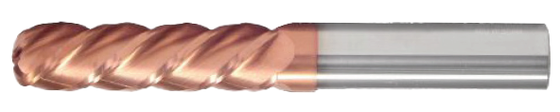 3/8" End Mill Single End Ball. Extra Long Length. Flute Length 1-3/4" OAL 4" - 2 Flutes TiCN Coated