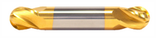  3/8" End Mill Double End Ball. Stub Length. Flute Length 9/16" OAL 2-1/2" - 2 Flutes TiN Coated