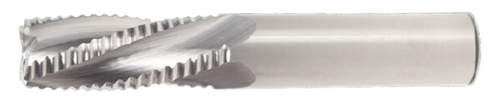 1" End Mill Single End Square. Roughing "HOG" Turbo Mill. Shank OD 1" Flute Length 2-1/4" OAL 5" - 6 Flutes - Uncoated