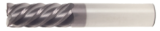 5/16" End Mill Single End. High Performance 45 Degrees Helix. Flute Lenght 3/4" OAL 2-1/2" - 5 Flutes AlTiN Coated