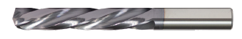 Solid Carbide Drill Jobber Length. Cutter Diameter S. Flute Length 2-1/2". OAL 4" - 3 Flutes - 150 Degree Point - AlTiN