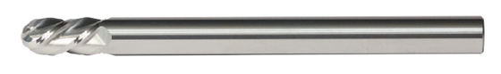 5/8" End Mill Single End Ball. Long Reach. Shank OD 5/8" LOC 1-1/4" OAL 6" - 4 Flutes Uncoated