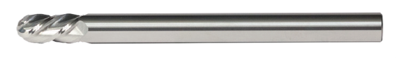1/2" End Mill Single End Ball. Long Reach. Shank OD 1/2" LOC 1" OAL 6" - 4 Flutes Uncoated