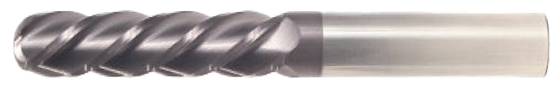 1" End Mill Single End Ball. Extra-Extra Long Lengths. Shank OD 1" Flute Length 5" OAL 8" - 4 Flutes - AlTiN Coated