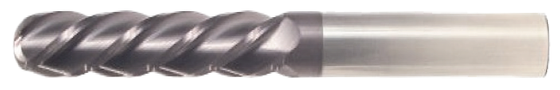 1/8" End Mill Single End Ball. Extra-Extra Long Lengths. Shank OD 1/8" Flute Length 1" OAL 4" - 4 Flutes - AlTiN Coated