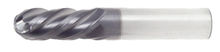  7/8" End Mill Single End Ball Nose; Flute Length 1-3/4" OAL 4" - 4 Flutes AlTiN Coated - Hot Mill