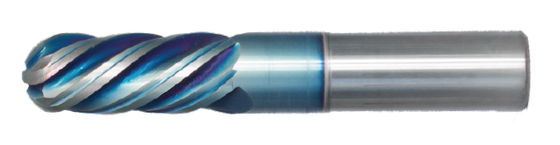 3/16" End Mill Single End Ball Nose; Flute Length 5/8" OAL 2" - 5 Flutes Sky Coat - Hot Mill