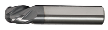  1/8" Stub End Mill Single End Ball Nose; Flute Length 1/4" OAL 1-1/2" - 4 Flutes AlTiN Coated - Hot Mill