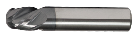 7/8" Stub End Mill Single End Ball Nose; Flute Length 1" OAL 3" - 4 Flutes AlTiN Coated - Hot Mill