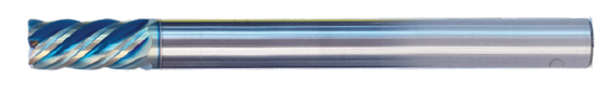 1/2" End Mill Long Reach Single End Square; Flute Length 1-1/4" OAL 6" - 5 Flutes Sky Coat - Hot Mill