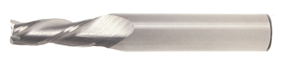 3/32" End Mill Single End Square. Tapered Mill. Shank OD 1/4" - LOC 3/4" OAL 2-1/2" - 3 Flutes TiN Coated