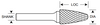 7/16" SF Shape Carbide Burr. Single Cut Ball Nosed Tree. LOC 1" Shank OD 1/4" OAL 2-3/16" - Uncoated