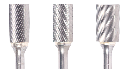 3/8" SA Shape Carbide Burr. Double Cut Cylinder without End Cut. LOC 3/4" Shank OD 1/4" OAL 2-1/8" - Uncoated